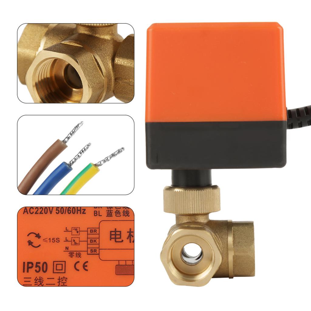 G12" DN15 Ottone 3 Vie 220VAC Valvola Elettrica a Sfera Motorizzata per Controllo Flusso