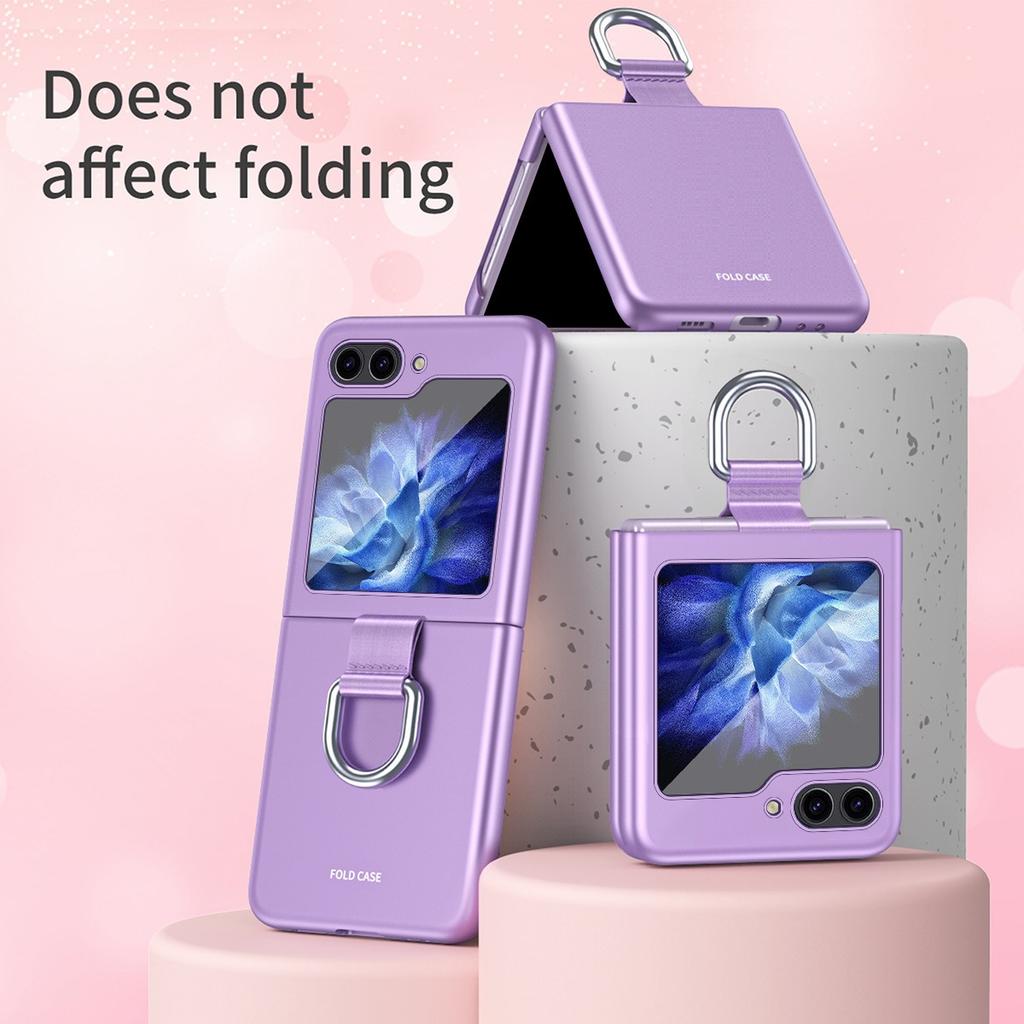 Ring Frosting Phone Case for Samsung Galaxy Z Flip 6 5 Flip6 Flip5 ZFlip5 5G Shockproof Fall Prevention Protective Cover