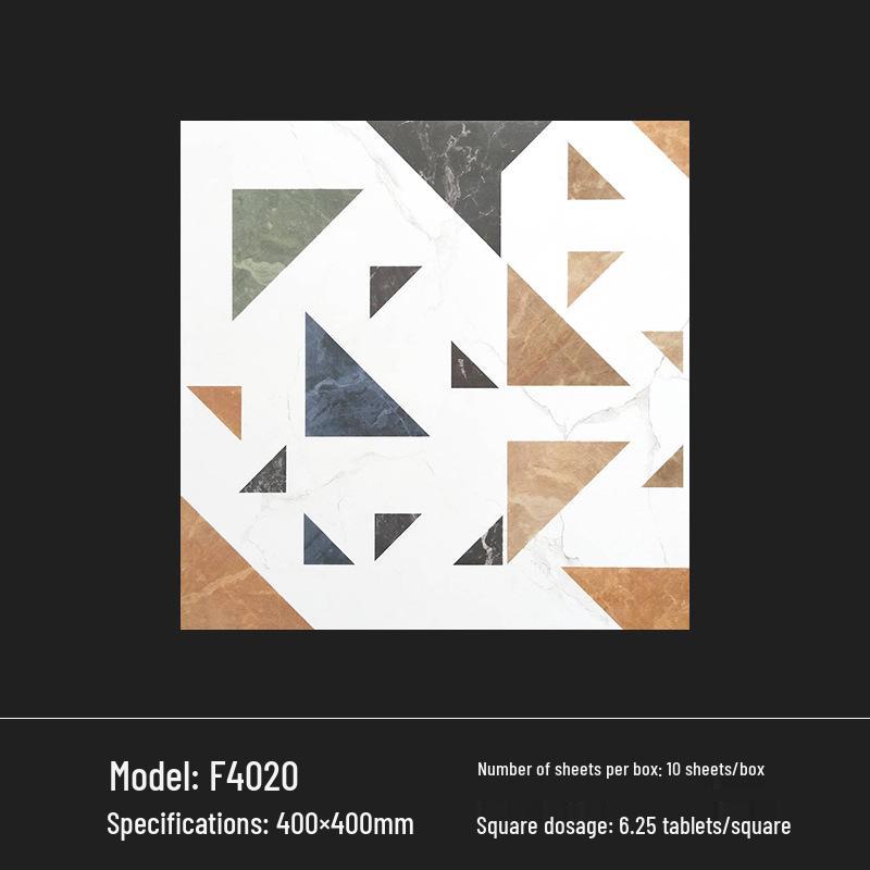 400x400 Zelená francouzská retro dlaždice s malým květinovým vzorem pro kuchyň, koupelnu, balkon a podlahu