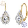 WUIHA 925 Sterling Silver Pear Cut Sapphire High Carbon Diamond Drop Dangle Wedding Engagement Cocktail Earrings Fine Jewelry