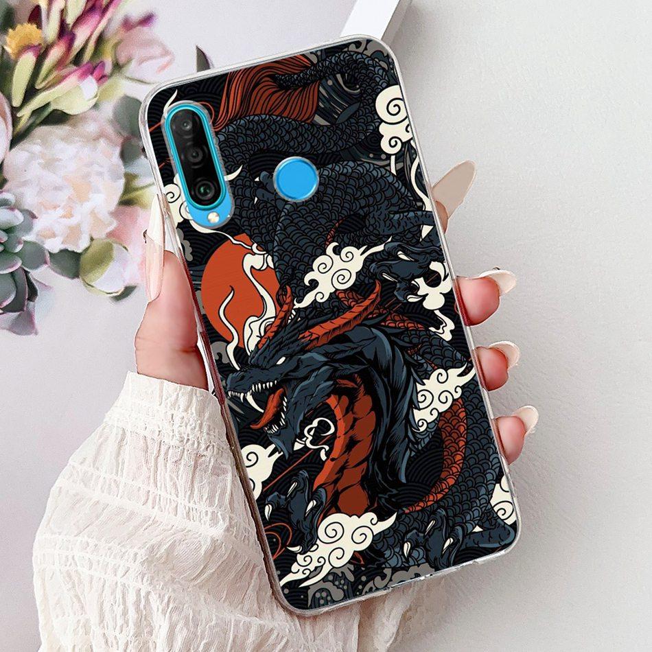 For Huawei P30 Lite P 30 P30 Pro Cool Dragon Tiger Painting Phone Case For Huawei P30 P30Pro P30lite Soft Silicone TPU Cases