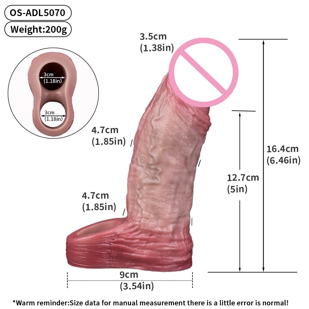 ORALSX Kleine Größe Penisverlängerer 5 Zoll Gliedmanschette Wiederverwendbare Kondom Hohl Dildo Silikon Penisverlängerer für Männer Kleiner Penis