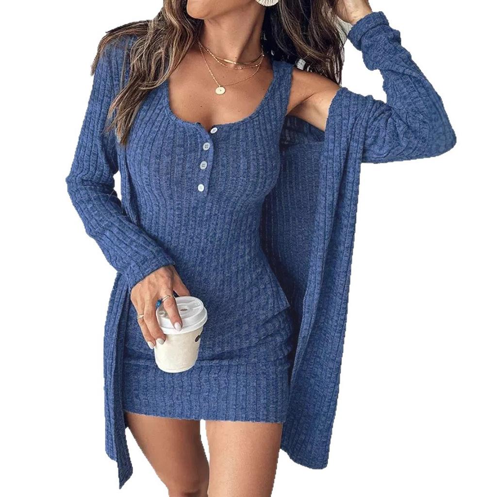 Autumn and winter models, dress jacket two-piece set, sexy slim-fitting solid-color pit strip vest skirt women's clothing