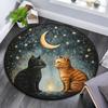 Starry Night Cats Round Area Rug,Carpet Rug for Living Room Bedroom Sofa Playroom Decor,Non-slip Floor Mat