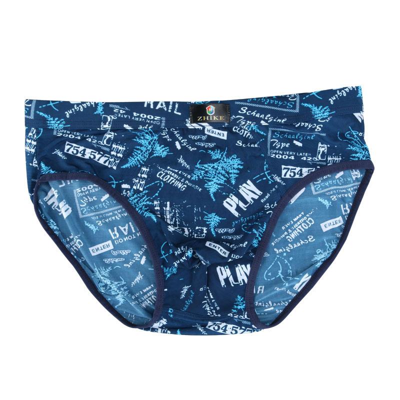 Ice Silk Men's Triangle Underwear Summer Breathable Summer Sexy Mid Waist Print Underwear
