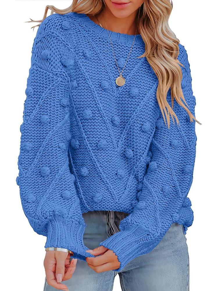 Φθινόπωρο Χειμώνας Πλεκτό Πουλόβερ με Πομ Πομ Χαλαρή Γραμμή Μακρυμάνικο Πουλόβερ Γυναικείο Πολυτελές Άνετης Εφαρμογής Κολακευτικό και Ευέλικτο Τοπ