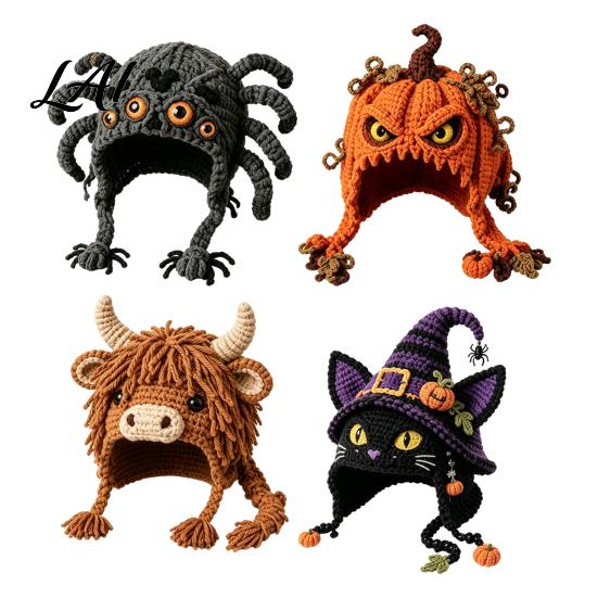 Snadný krok za krokem návod Háčkovací sada klobouku s vysoce landským skotem Halloween dýně pavouk kapuce sada DIY ruční výroba pro dospělé teenagery tematický projekt