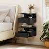 Set of 2 Wall-Mounted Nightstands, Drawer and Open Shelf, 35x32x22.5 cm, Black