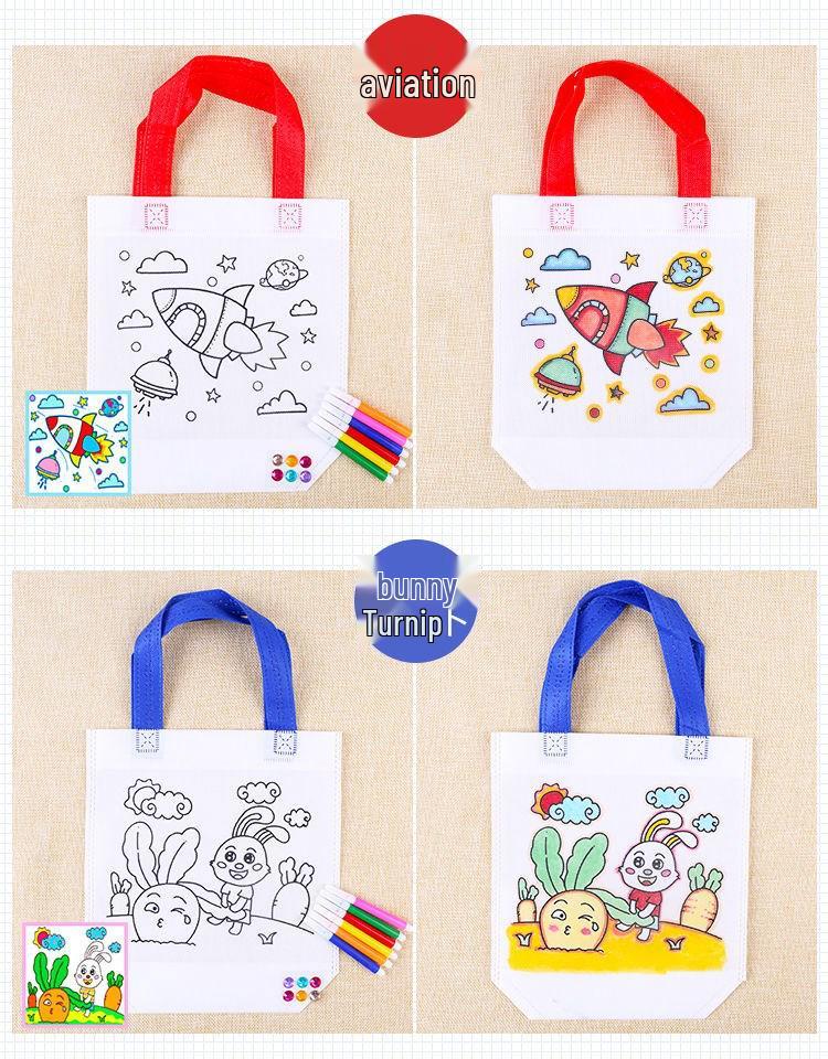 Children's DIY Graffiti Tote Bag – Eco-friendly Non-woven Art Bag for Creative Kindergarten Projects