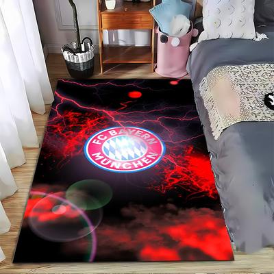 "FC Bayern München Logo Teppich mit rotem Blitzdesign Fußmatte" Geeignet für den Einsatz als Anti-Rutsch-Matte für Wohnzimmer, Schlafzimmer, Sofas