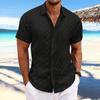2026 Summer New Fashion Men's Short Sleeve Inch Shirt Casual Men's Plaid Jacquard Casual Loose Short Sleeve Shirt