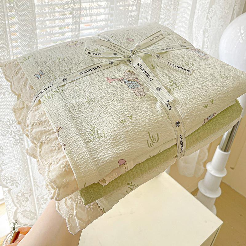 Ins Princess Bedding Set Floral Duvet Cover Set Flat Sheets Set Single Twin Double Size Bed Linen Set Back To School Season