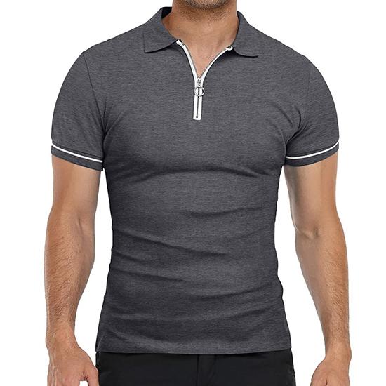 

Summer Men s Polo Shirt Thin Short Sleeved T-shirt Men s Lapel Solid Color Slim Fit T-shirt Top XXXL сірий