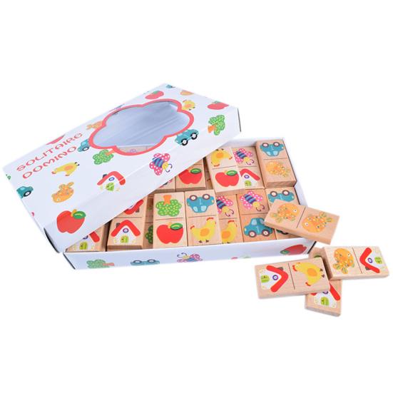 28Pcs/Set Wooden Fruit Car Pairing Domino Puzzle Blocks Children Educational Toy