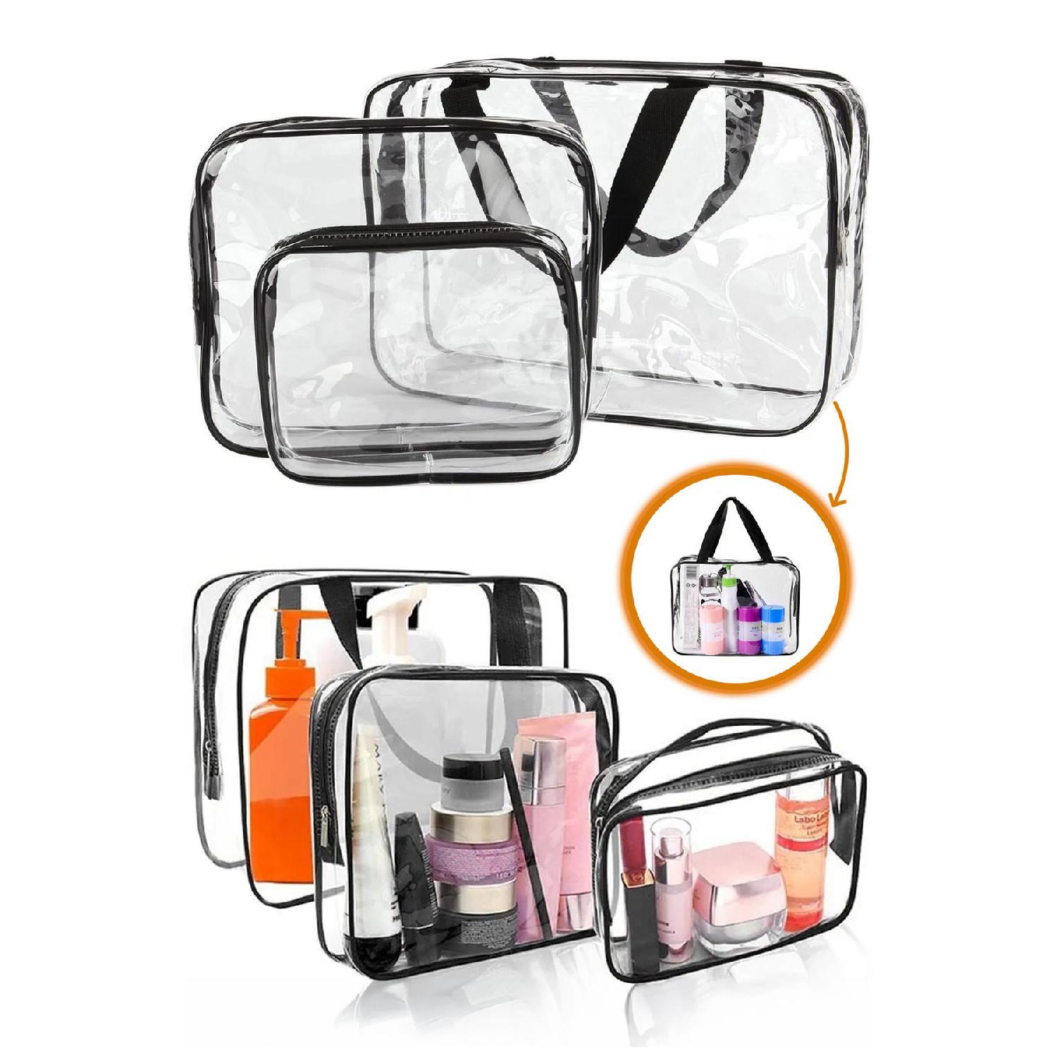 

3 Transparent Travel Makeup Bags For Women And Men білий