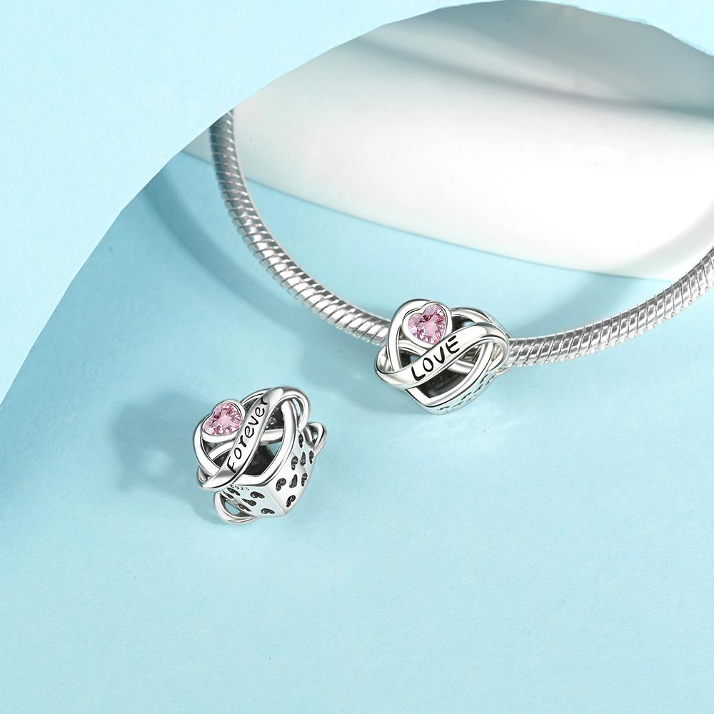 Pink Flower Copper Change Color Heart Charm Fit Original Bracelet Rose Bloom Dangle Charm Girls Jewelry Gift