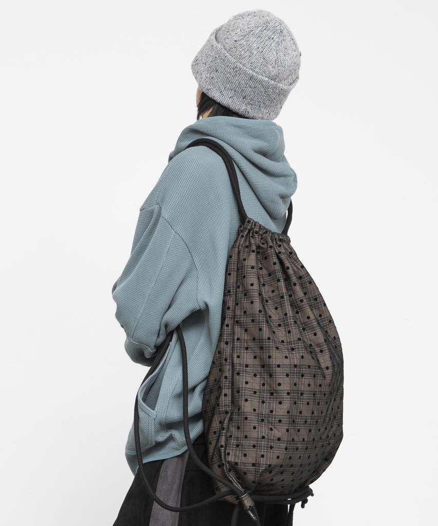 Glack Gzb001 Dot Pattern Check String Bag (Black)