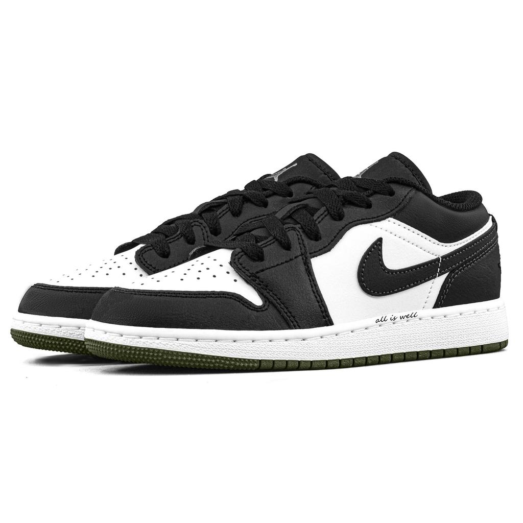 Jordan Air Jordan 1 Amortiguación de Cuero, Resistentes al Desgaste Caña Baja Zapatillas de Baloncesto Vintage Unisex Negro Blanco 553558-092(Equipo425-)