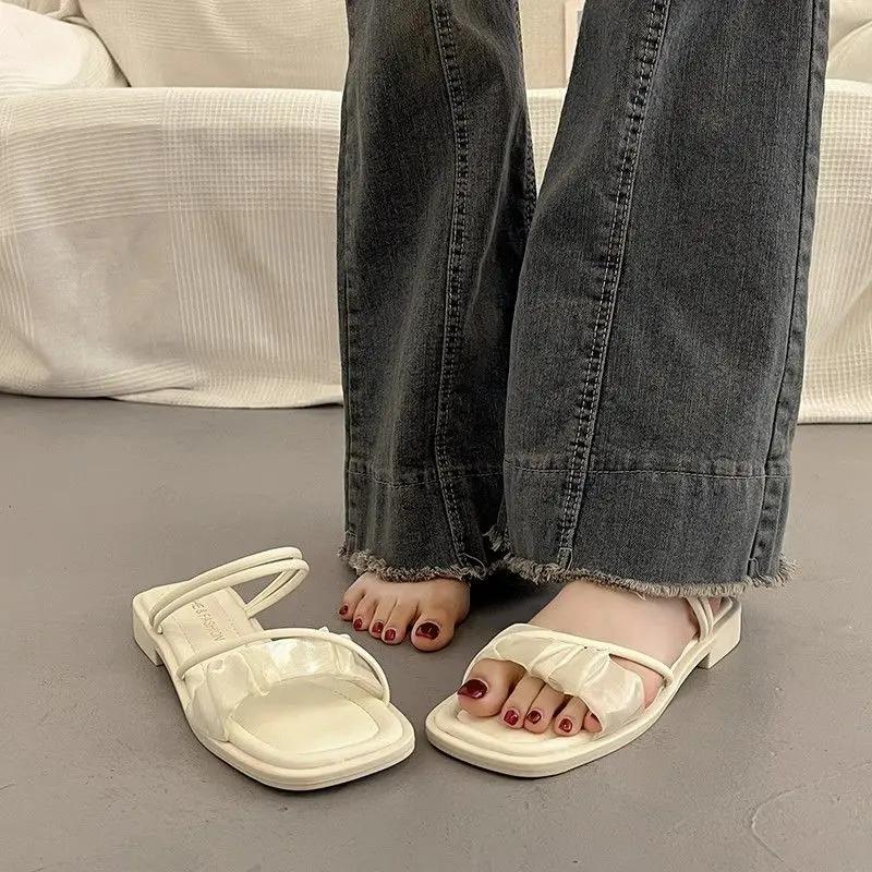 Fashion Open Toe Woman Shoes With Low Heels Sandals for Women 2025 Luxury Chic and Elegant Comfortable Summer Vip Casual Sandal Sales