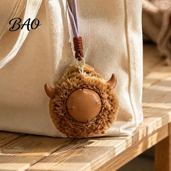 Plush Keychain Animal Keychain, Soft Stuffed Pendant with Braided Cord, Round Cute Decorative Hanging Charm Bunny Sheep for Backpack, Mini Doll