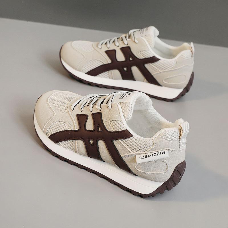 Nové dámské boty pro jaro a léto 2025, prodyšné, s tenkou podrážkou, barevně sladěné, dámské boty sportovní a volnočasové, zvyšující výšku, s kulatou špičkou, ve stylu ins, korejské ve