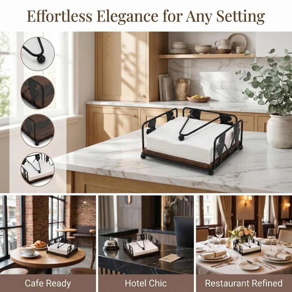 Eisen-Serviettenhalter Massivholzsockel Papierspender Taschentuchspender Taschentuchhalter Hotel Café