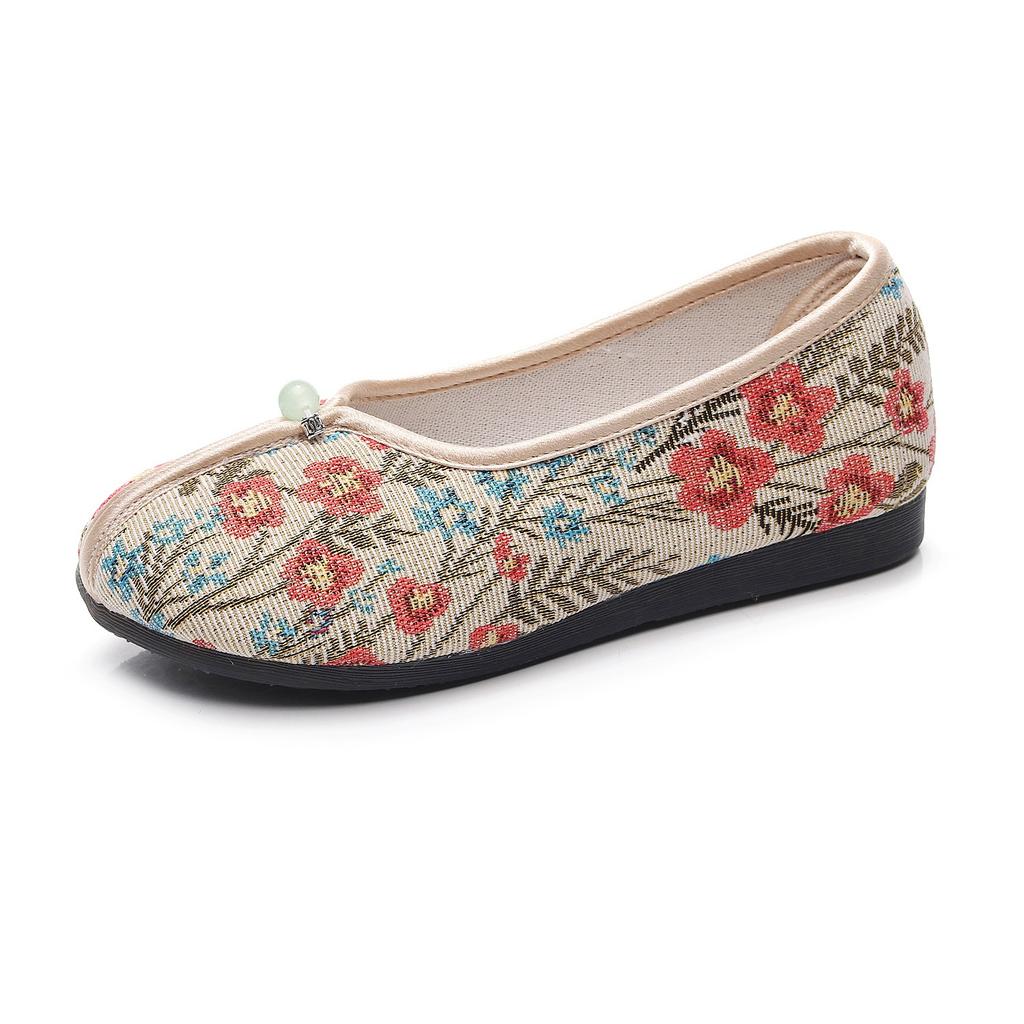 2024 spring new products, national style printed shoes, old Beijing embroidered shoes, flat-soled women's shoes, national style cloth shoes, Hanfu sh