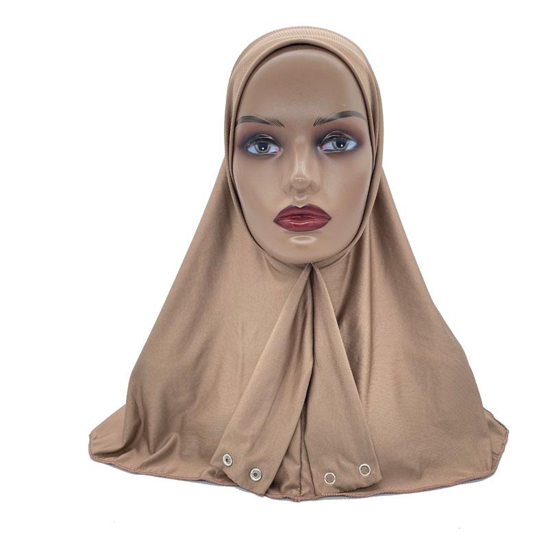 Snap Fastener Neck Head Full Cover Instand Hijab for Muslim Women
