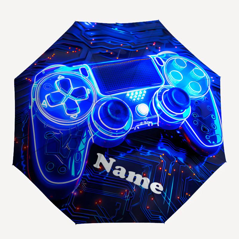 Custom Name Game Controller Theme Automatic Umbrella, Lightweight & Portable, 8 Rib, Perfect for Outdoor Travel, Birthdays, Christmas, Gifts.