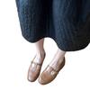 Sheepskin Version! Pink Single Shoes Women's French Round Head Light Mouth T-buckle with Skirt Flat Bottom Mary Jane Small Leather Shoes