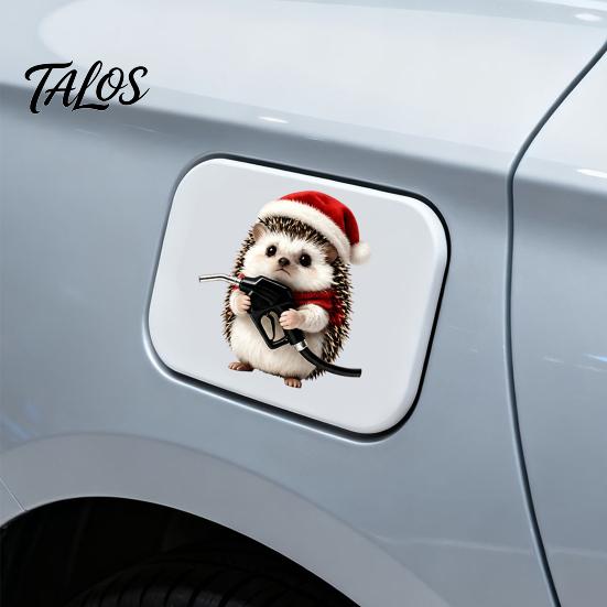 Cartoon Auto Body Decal 2Pcs Christmas Animal Fuel Tank Cover Sticker, Festive Car Cap Decal, Easy Apply Sticker Bear Dog Cat Rabbit Hedgehog Squirrel
