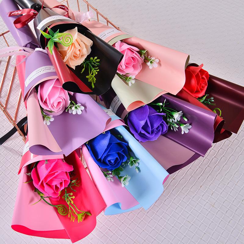 Qixi Valentine's Day Single Rose Soap Flower Bouquet Simulation Carnation Mother's Day Gift Teacher's Day