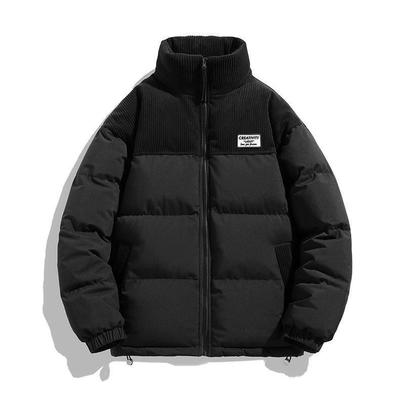 2025 Winter Trendy Stand Collar Color Block Windproof Cotton Jacket for Men and Women