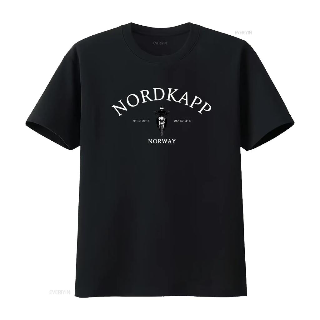 Nordkapp Noorwegen Noordkaap Scandinavisch Motorrijder Motief Zacht Comfortabel T-shirt Top Voor Dagelijks Gebruik
