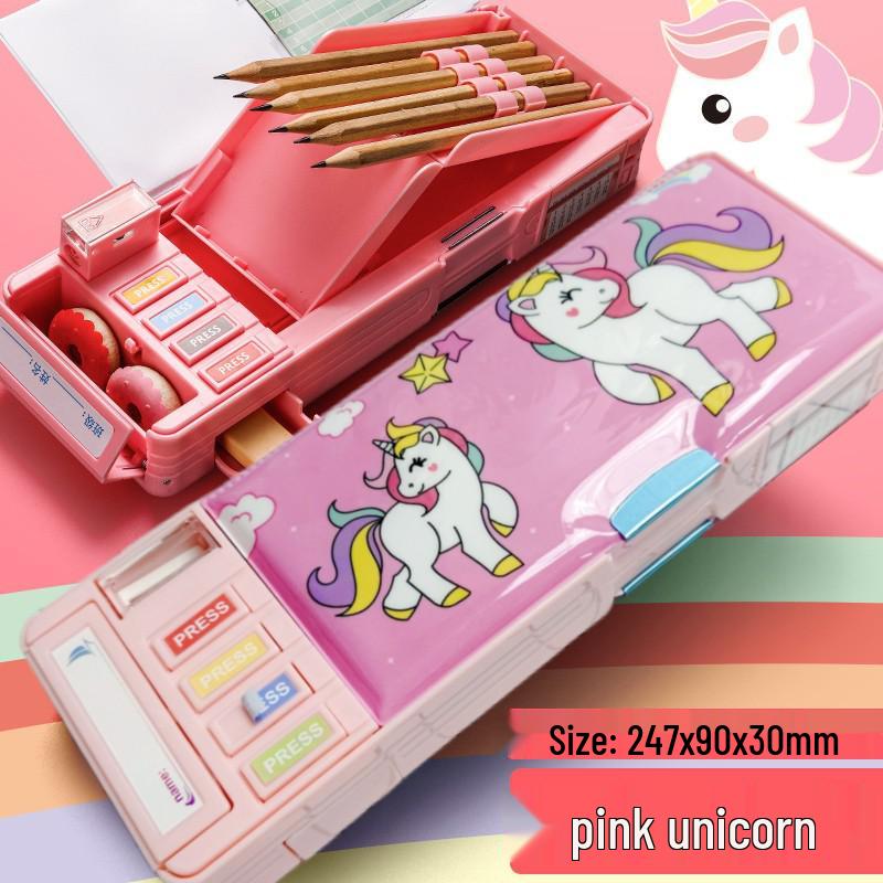 Cute Pencil Case for Girls, Kindergarten & Elementary Students: Multifunctional Stationery Box with Sharpener, Ruler & Scissors.