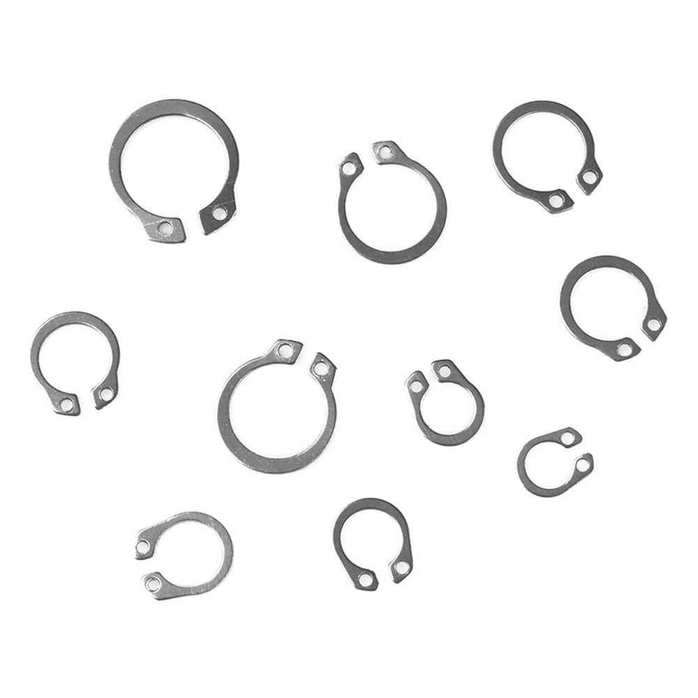 100PCS Durable Holes Shaft Stainless Steel Lock Snap Ring Collar Washer E-type Cir Clip Circlip Set