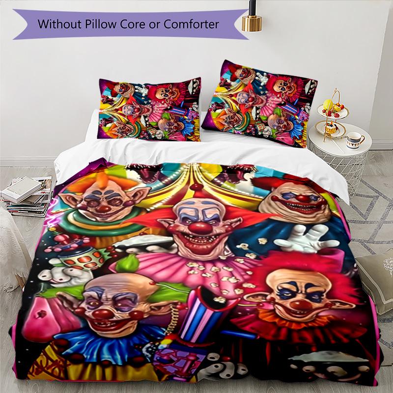 Horror Clown Circus 3pcs Bedding Set Duvet Cover Closure Includes 1 Duvet Cover & 2 Pillowcases for All Seasons Bedroom Home Dorm Decor
