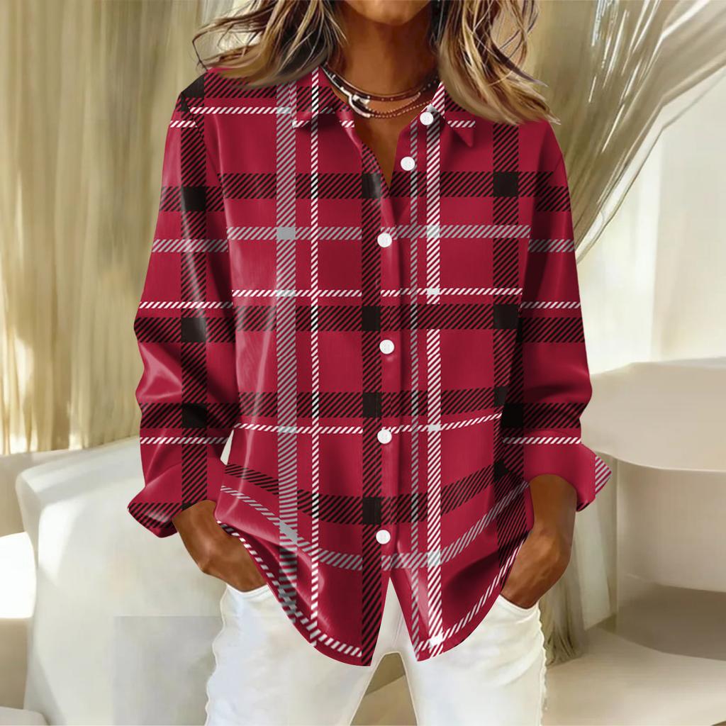 Women's Shirt Blouse Christmas Print Button Long Sleeve Casual Basic Shirt Collar Regular Top