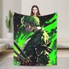 Warm Soft BlanketBoy Girl Travel Zoros Side view Green flame Throw Blanket Flannel Bedspread For Couch Chair Sofa Bed Cover