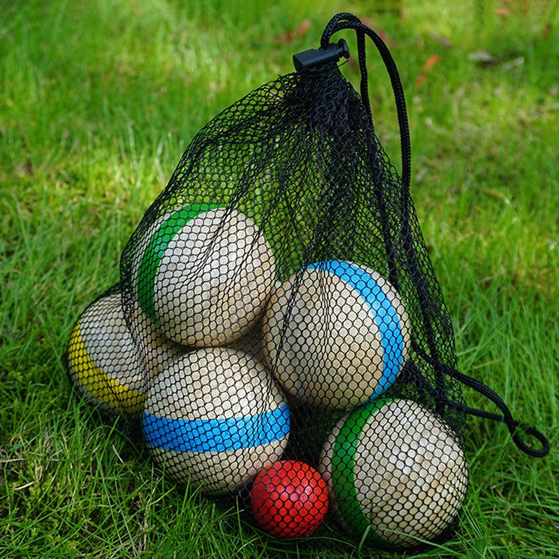 7Pcs Wood Bocce Balls Sports Playground Balls Grass Outdoor Balls For Backyard Gym Beach Lawn Family Parties With Storage Bag