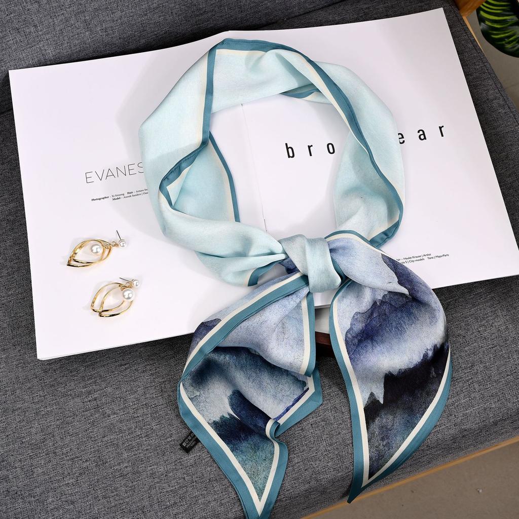 Fashion Print Hair Ribbon Scarf Women Neck Tie Bag Scarfs Satin Silk Skinny Headscarves Ladies Foulard Floral Bands New