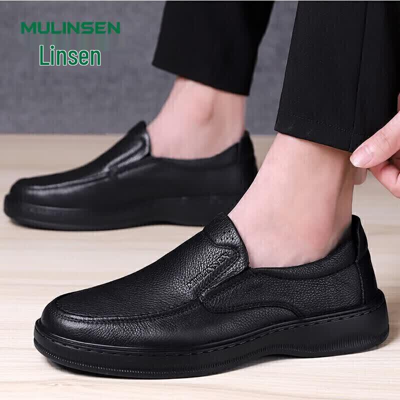 Мужские кожаные туфли-лоферы MULINSEN в стиле business casual 39 чёрный