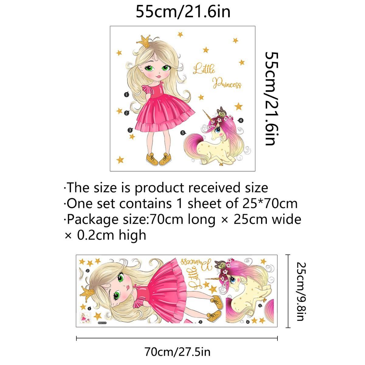

Ms6213-Zy Наклейка на стену Маленькая принцесса Единорог Украшение детской комнаты Спальни Большое количество Договорная