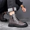 Golden Sapling High -top Leather Shoes Men 2025 Spring Outdoor Warm Plush Ankle Boots Male Quality Snow Boot Footwear