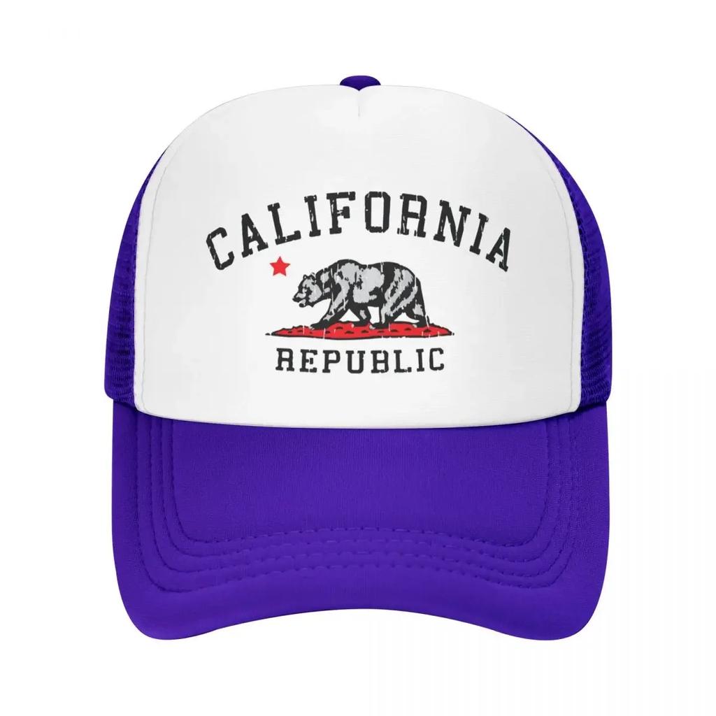 Custom Punk Unisex California Republic Flag Trucker Hat Adult Adjustable Baseball Cap Unisex Women Sun Protection Trucker Cap