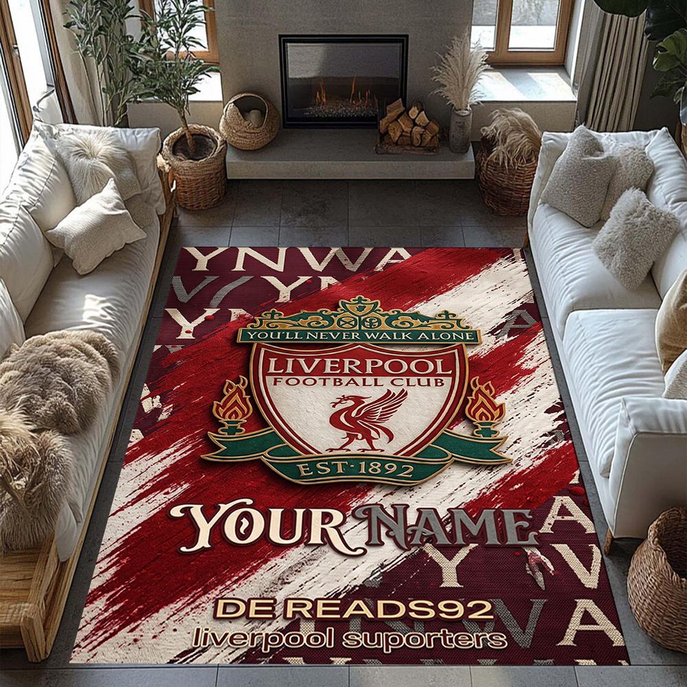 Liverpool Fc Customized Name Area Rug Suitable For Outdoor Balcony Hallway Foyer Antislip Carpet Decorate Offices Perfect Birthdaychristmas Gift Idea