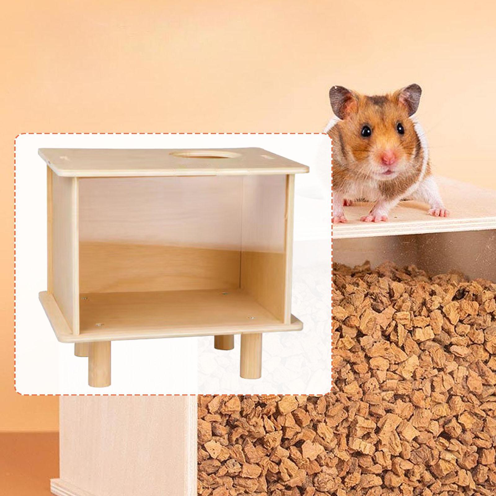 

Hamster Hideout Box Wooden Sand Bath Sturdy Transparent Digging Accessory for Things for Hamster Playground Small