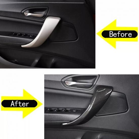 Carbon Fiber Car Inner Door Handle Trim Cover For BMW 1 2 Series F20 F21 F22 F23