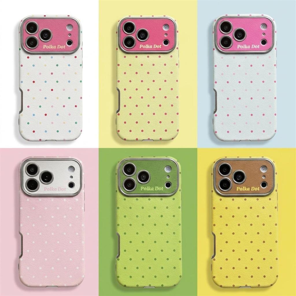 Large Window Color Polka Dot iPhone 15/14 Compatible, 17/16 PRO MAX Drop-proof Case