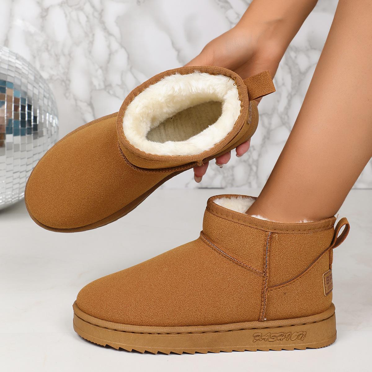 

Женские зимние ботинки больших размеров с бархатной подкладкой 2024 года — теплые и универсальные в европейском/американском стиле 40 каштановый